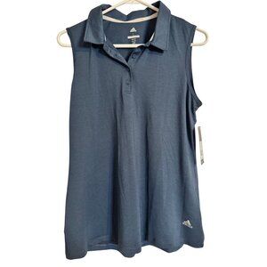 Adidas Golf Size Large Sleeveless Space Dye Crew Navy Polo Shirt $50 NWT Women's